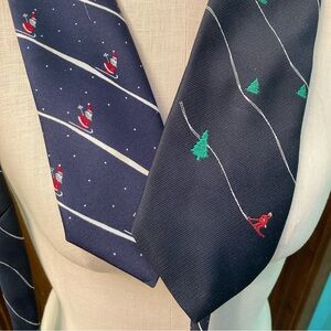 (2) Vintage Holiday Ski Theme Ties
